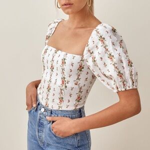 REFORMATION - Arancini Linen Top in Poppyseed